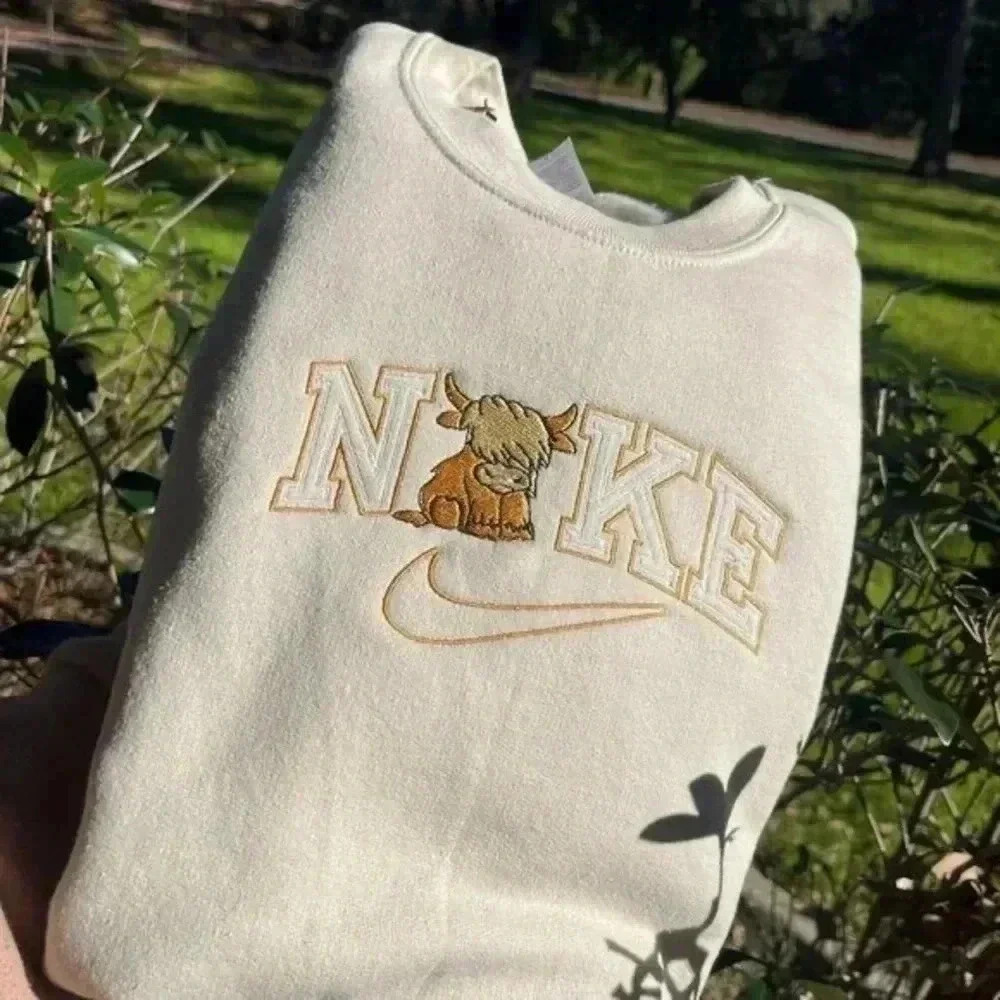 Highland cow embroidered sweatshirt